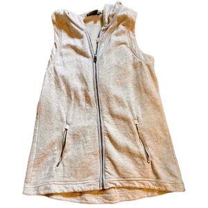 Athleta Hoodie Womens X-Small Heather White Blissful Terry Vest Athleisure Yoga